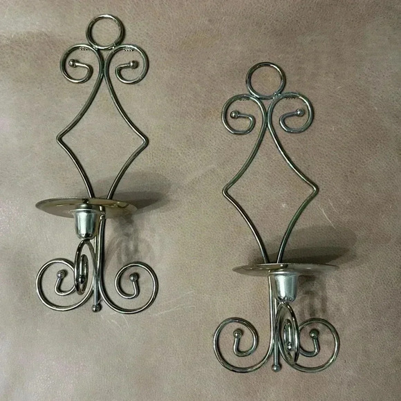 Other - Set Of Two Gold Wall Sconces Candle Holders